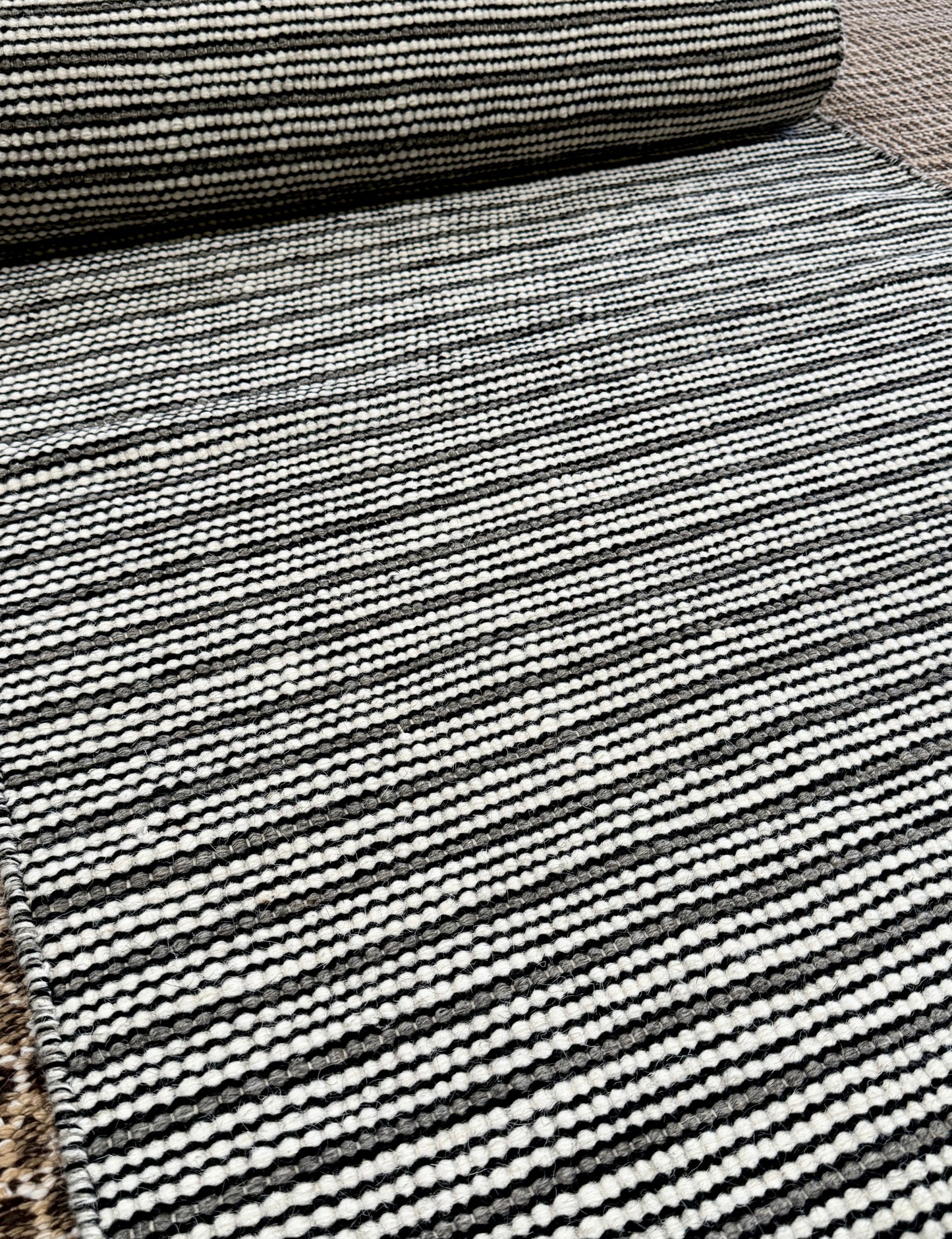 Archive Sale Joti Boo Stripe - Black White & Grey 3ft x 4ft 8in