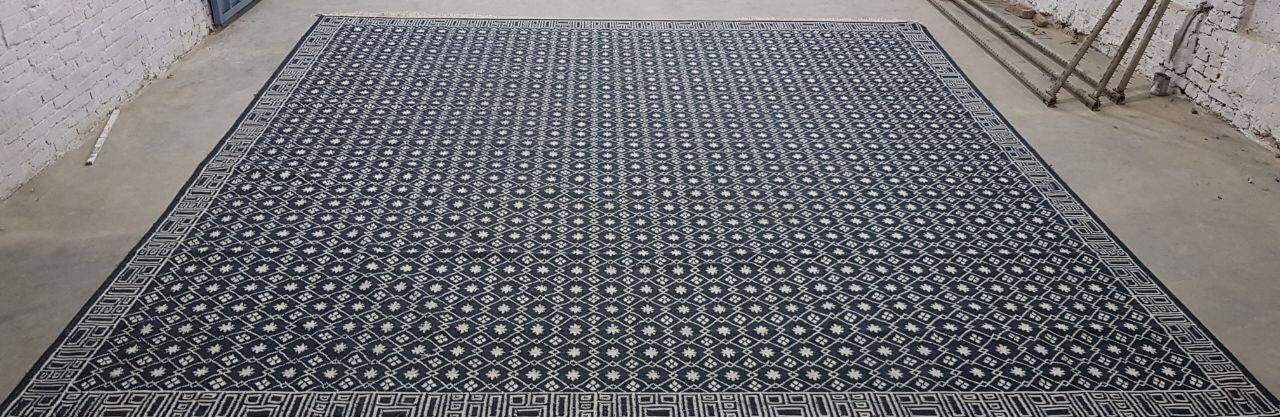 Archive Sale Erdos Kilim Durrie - Dark Navy 15ft x 16ft