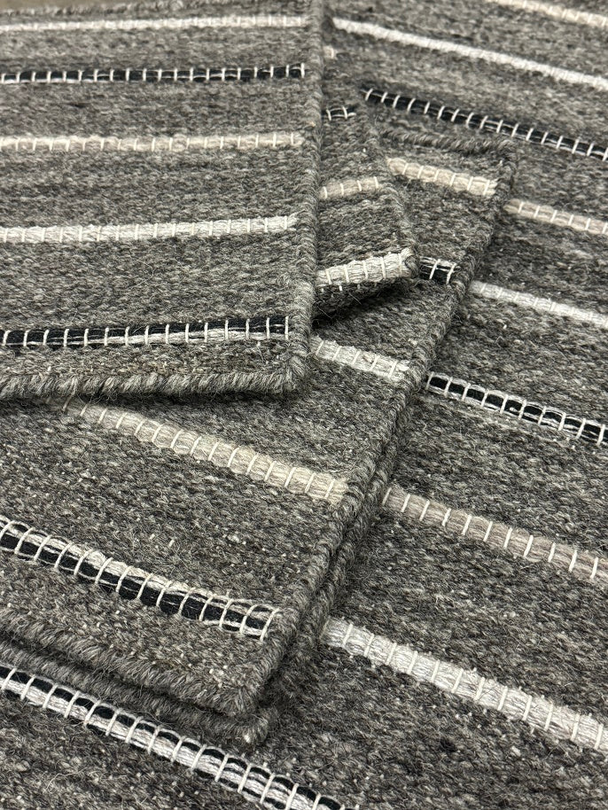 Joti Stripe - Black & White + Dark Grey