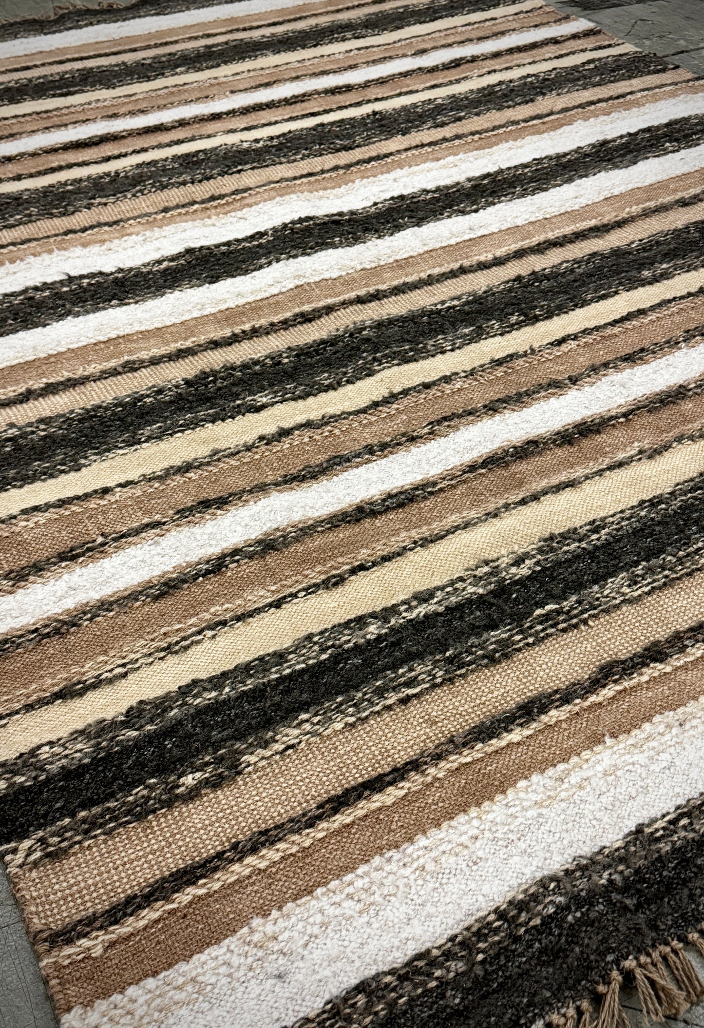 Archive Sale Vintage Stripe - Soot & Salt 5ft x 7ft